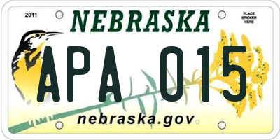 NE license plate APA015