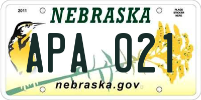 NE license plate APA021