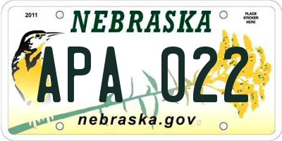 NE license plate APA022