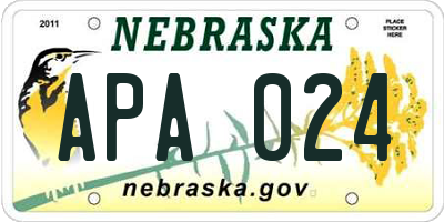NE license plate APA024