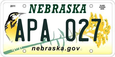 NE license plate APA027