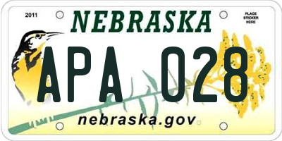 NE license plate APA028