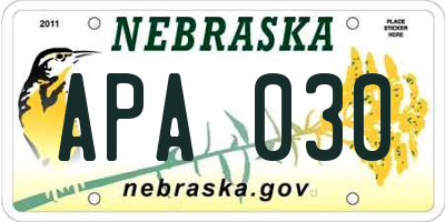 NE license plate APA030