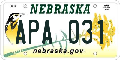 NE license plate APA031
