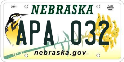 NE license plate APA032