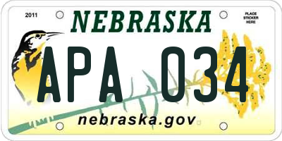 NE license plate APA034