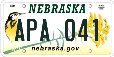 NE license plate APA041