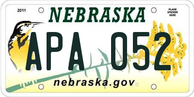 NE license plate APA052