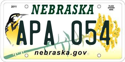 NE license plate APA054