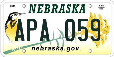 NE license plate APA059