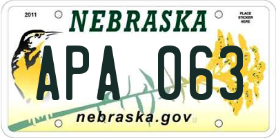 NE license plate APA063