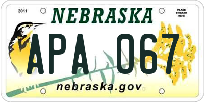 NE license plate APA067