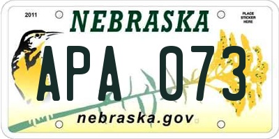 NE license plate APA073