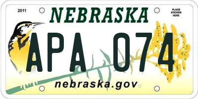 NE license plate APA074