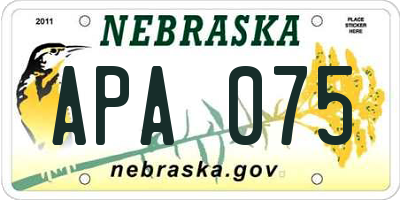 NE license plate APA075