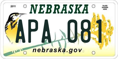 NE license plate APA081