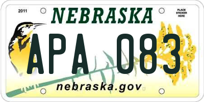 NE license plate APA083