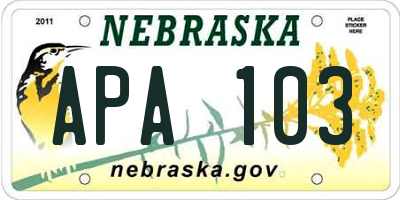 NE license plate APA103