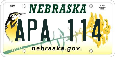 NE license plate APA114