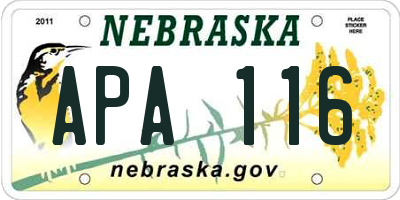 NE license plate APA116