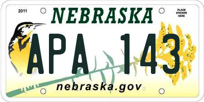 NE license plate APA143