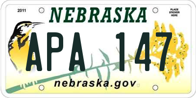 NE license plate APA147