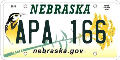 NE license plate APA166
