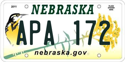NE license plate APA172