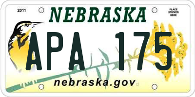 NE license plate APA175
