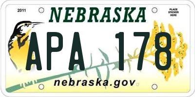NE license plate APA178