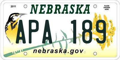 NE license plate APA189