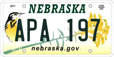 NE license plate APA197