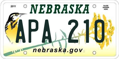 NE license plate APA210