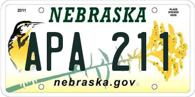 NE license plate APA211