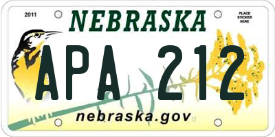 NE license plate APA212