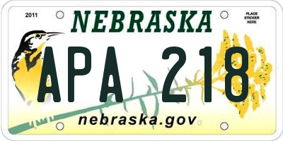 NE license plate APA218