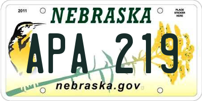 NE license plate APA219