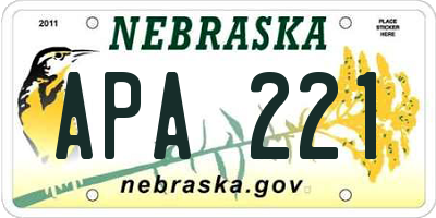 NE license plate APA221