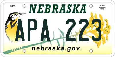 NE license plate APA223