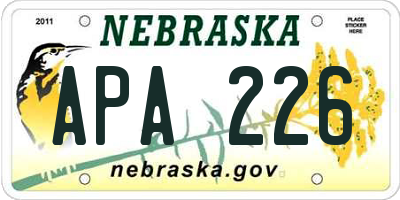 NE license plate APA226