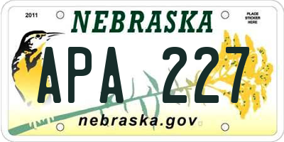 NE license plate APA227