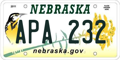NE license plate APA232