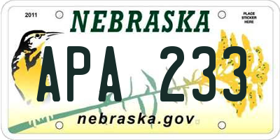NE license plate APA233