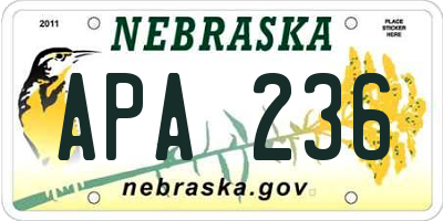 NE license plate APA236