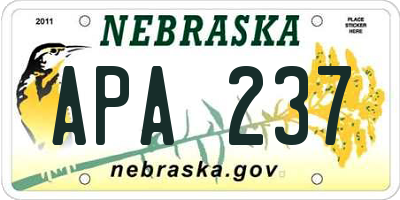 NE license plate APA237