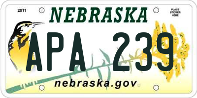 NE license plate APA239