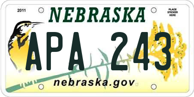 NE license plate APA243