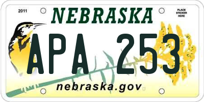 NE license plate APA253