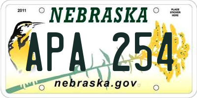 NE license plate APA254