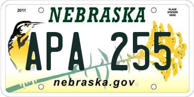 NE license plate APA255